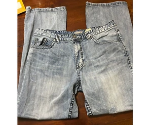 Petrol Lennon Relaxed Bootcut Jeans Embroidered Back Pocket Thick Stitching 38x3 - Picture 1 of 6