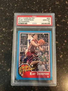 2011 Fleer Retro KLAY THOMPSON PSA 10 Auto Rookie Sensations RC #55 Low Pop - Picture 1 of 2