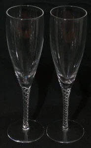 Vintage Stuart Crystal Iona Ariel Air Twist Stem Champagne Flute x 2 - Lot #1 - Picture 1 of 2