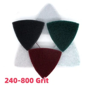 Abrasive Triangle Sanding Sheet 240-800 GritNylon Fiber Scouring Pads Hook&Loop - Picture 1 of 6