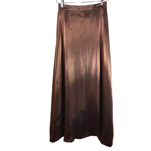 VTG River Ridge Metallic Satin A-Line Midi Skirt Womens Size 6 Bronze Glam Party - Picture 1 of 11