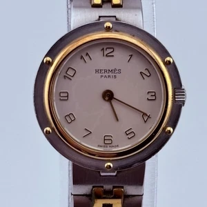 HERMES Clipper Quartz 526534 elfenbeinfarbenes Zifferblatt Damenuhr 24,4 mm - Bild 1 von 14