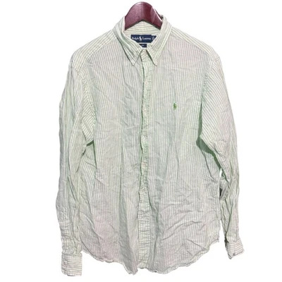 Ralph Lauren Shirt Mens Large Long Sleeve Green Linen Button Down Classic Fit  - Image 1 of 4