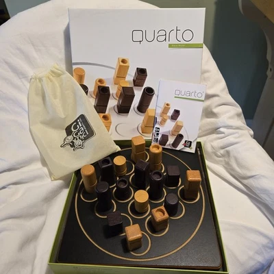 Quarto Board Game Wooden Strategy 1991 Gigamic Complete  - Image 1 of 4