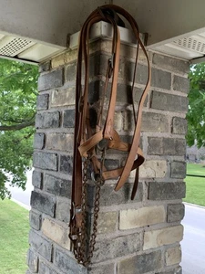 Vtg Horse Tack Leather Rusty Chains Ranch Western Rustic Decor Horses Wild West - Picture 1 of 12