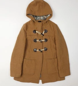 Oasis Brown Tweed Hooded Duffle Coat S Women - Picture 1 of 12