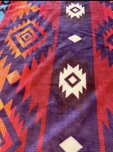 Native American Style 2 Ply Plush Reversible Throw Blanket Baby-Kid Burgundy - Picture 1 of 6