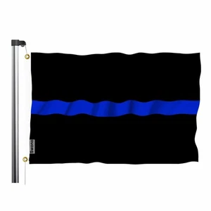 Thin Blue Line Flag 3x5 ft Black Blue Stripe Simple Police Flag Double Sided ... - Bild 1 von 6