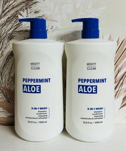 2er-Pack Mighty Clean ~ Pfefferminz-Aloe 3-in-1 feuchtigkeitsspendende Wäsche je 33,8 flüssige Unzen - Bild 1 von 2