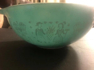 Vintage Pyrex Türkis AMISH BUTTERPRINT 4 QT Cinderella Rührschüssel #444 - Bild 1 von 5