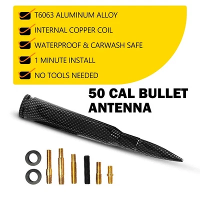 Antena bala de 5,5" 50 Cal para camioneta Ford F150 F250 Super Duty fibra de carbono Foto 1 de 4
