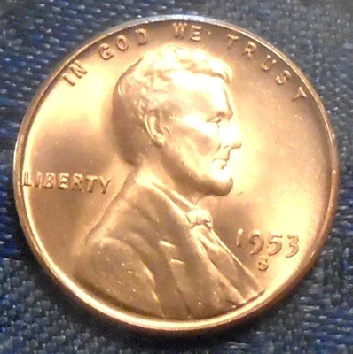 1953 S Wheat Cent BU Gem Brilliant UNCIRCULATED RED RARE San Fran Swirlin LUSTER - Image 1 of 3