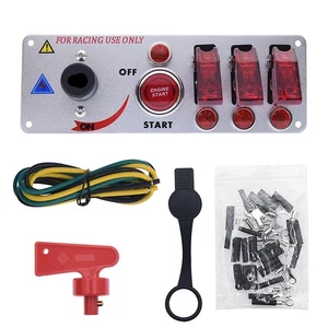 Panel de interruptor de encendido 5 en 1 12V para coche de carreras con pulsador de arranque del motor - Imagen 1 de 12