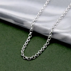 925 Sterling Silber Rolo Kette Collier, minimalistischer Schmuck, zierliche Halskette - Bild 1 von 6