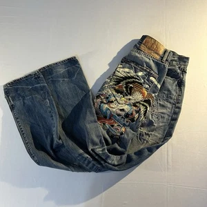 Ed Hardy 2008 Y2K Jerry Skull/Eagle/Snake Jeans Men's 30 X 34 Distressed - Picture 1 of 15