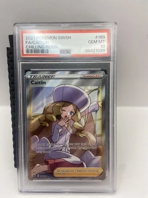 PSA 10 2021 Caitlin Trainer Full Art 189/198 Chilling Reign Mint  - Image 1 of 2