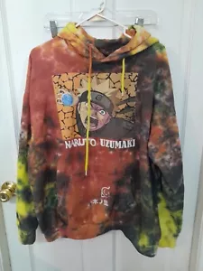 Naruto Uzumaki Hoodie Sweatshirt Size XL Tye Dye Orange Yellow Mens - Picture 1 of 7