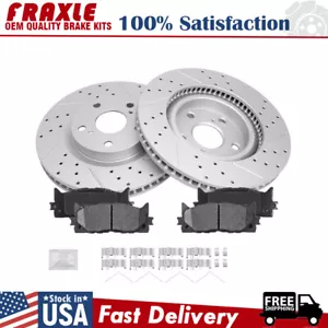 Front Drilled Disc Rotors +Brake Pads For 07-17 Toyota Camry Avalon ES300h ES350 - Picture 1 of 7
