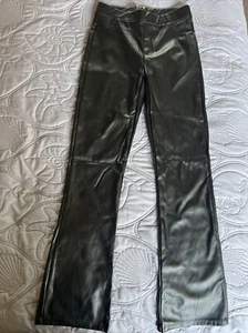 ZARA Girls Black Flared Leather Pants Size 11-12 152cm Pre Owned - Picture 1 of 11