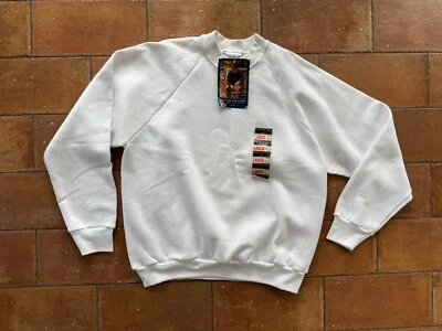 Sudadera grande nueva con etiquetas vintage de los años 90 Fruit of the Loom EE. UU. blanca en blanco cuello redondo Foto 1 de 4