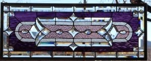 Stained Glass Transom window HANGING PANEL 34 1/2 X 14 1/2 incl hooks - Picture 1 of 4