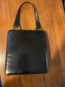 VINTAGE 1960er Jahre Tasche ~ schwarz weiches Kinderleder ~ Eingriff Geldbörse von Nicholas Reich - Bild 1 von 6