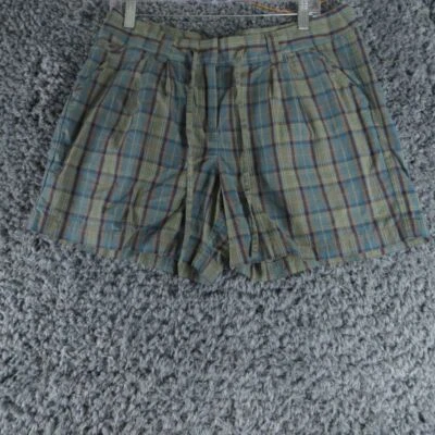 Pantalones Cortos Tommy Bahama Para Mujer 10 Verde Azul Plisado a Cuadros Cordón Chino 30x5* Foto 1 de 4