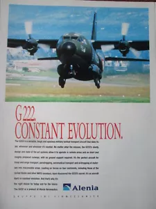 2/1992 PUB ALENIA AVION G222 MILITARY TACTICAL TRANSPORT AIRCRAFT ORIGINAL AD - Imagen 1 de 1