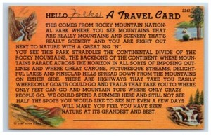 Travel Card Rocky Mountain National Park Advertisement Vintage Postcard Unposted