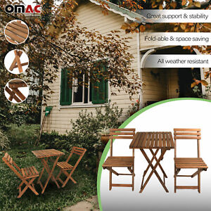 3Pcs Folding Wooden Bistro Set Dining Indoor Outdoor Furniture BBQ Picnic Party