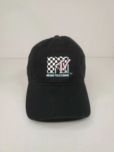 MTV Music Television Checkerboard Logo Adjustable Black Cap Adult Size OSFM Hat - Picture 1 of 9