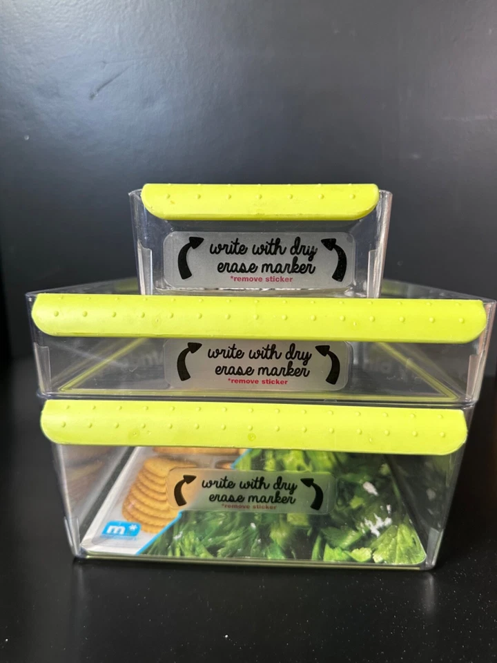 3 Refrigerator Organizer Bins Soft-grip Handles for Pantry, Fridge, Storage - Imagem 1 de 4