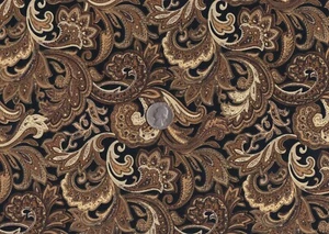 Remnant of Fabric Fat Eighth 9X21 for Crafts, Quilting Brown Paisley - Picture 1 of 1