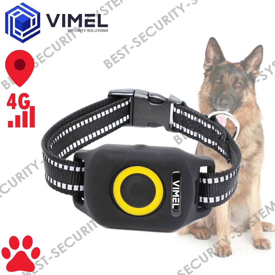 VIMEL 4G GPS Dog Tracker Real Time Tracking Durable Waterproof Geo Fence