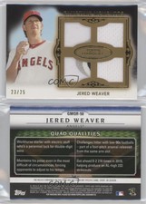 2011 Topps Marquee Gametime Mementos Quad Relics Gold /25 Jered Weaver #GMQR-50