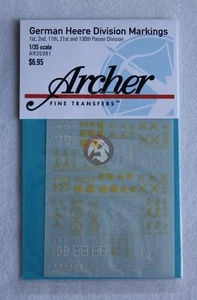 Archer 1/35 German Heer Panzer Division Markings WWII No.2 [Decal] AR35081 - Picture 1 of 1