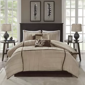 BEAUTIFUL ULTRA SOFT CASUAL BEIGE TAUPE TAN BROWN COMFORTER SET CAL, KING QUEEN - Picture 1 of 6