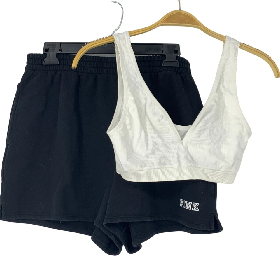 Womens Lot of 2 Shorts + Bra Top Pink Victorias Secret H&M Large GUC 3830 - Image 1 of 4
