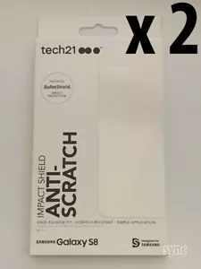 2 x NEW TECH21 IMPACT SHIELD ANTI-SCRATCH SCREEN PROTECTOR FOR SAMSUNG GALAXY S8 - Picture 1 of 6