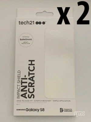 2 x NEW TECH21 IMPACT SHIELD ANTI-SCRATCH SCREEN PROTECTOR FOR SAMSUNG GALAXY S8 - Image 1 of 4
