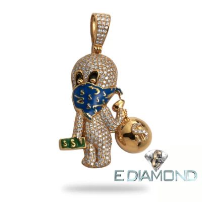 Anuncio duplicado bandido fantasma, colgante de diamantes oro 14K Y, W rojo, azul, 1,85 VS2 Foto 1 de 2