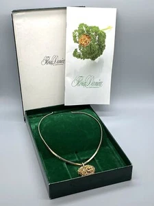 Vintage Sterling Silver 925 Gold Plated FLORA DANICA Parsley Pendant & Choker - Picture 1 of 19