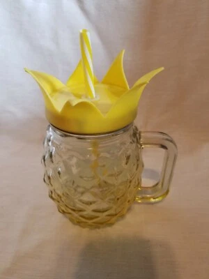 Vidrio de piña transparente/dorado de dos tonos con tapa y pajita de 1-16,5 OZ Foto 1 de 4
