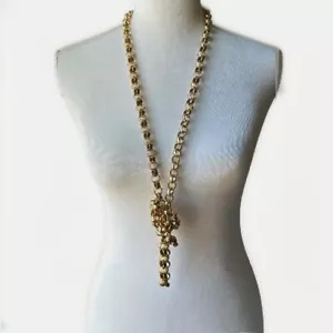 Anello a molla catena dichiarazione tono oro Rolo vintage 25" peso leggero 2,5 oz - Foto 1 di 3