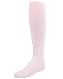 Memoi MK-803-10103-2-4 Sheer Geo Girls Tights - White - Size 2-4 - Picture 1 of 1