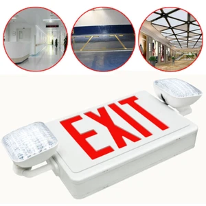 Fest verdrahtetes Ausstiegsschild - Kunststoff mit Notbeleuchtung, rote Buchstaben, 120/277V, UL 924 - Bild 1 von 19