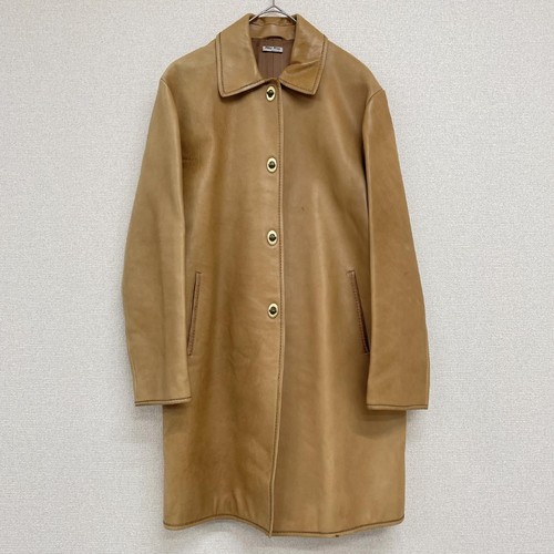 Cappotto giacca pelle vintage MIU MIU Turnlock taglia 38 vera pelle raro Browm