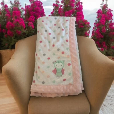 Manta Child of Mine Carters Owl Rosa Verde Lunares Sherpa Minky Dot Ribete- Foto 1 de 4