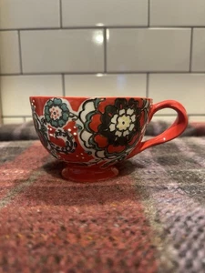 Anthropologie Elka Red Floral Mug Twisted Handle Poppy Cup Folk - Picture 1 of 5