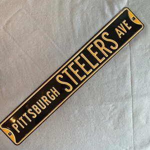 PITTSBURGH STEELERS Ave Street Sign Heavy Metal 36x6 NFL Licensed Man Cave Bar - Picture 1 of 10